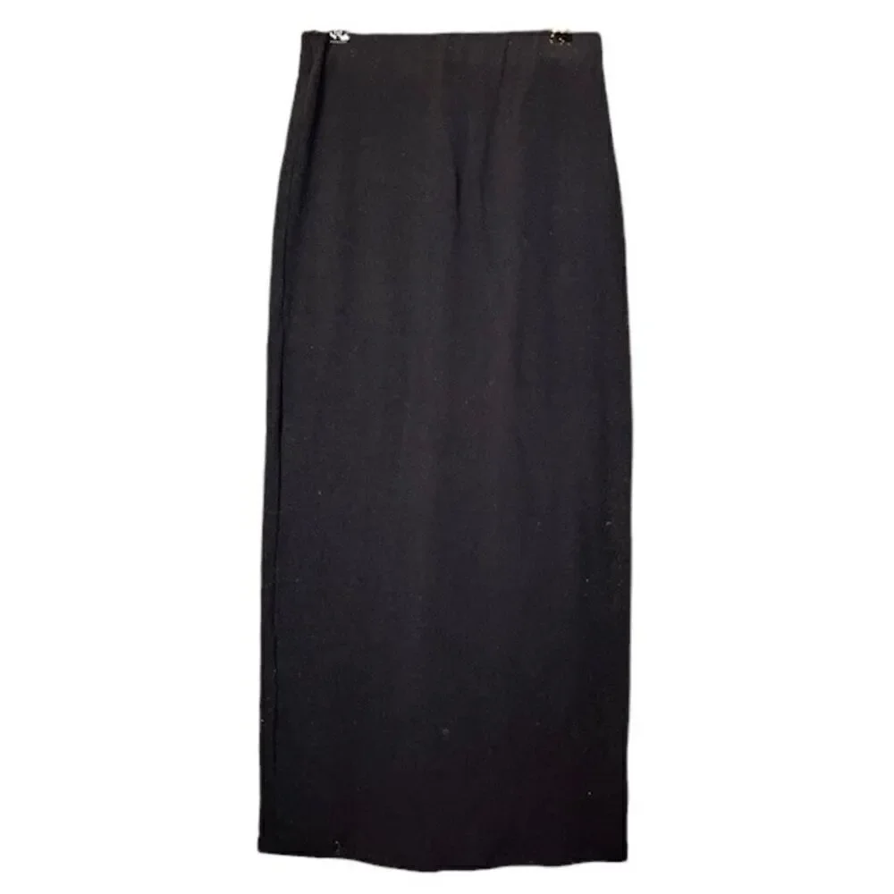 Frankies Bikinis Opal Terry Skirt‎ Black Midi Length Size XS